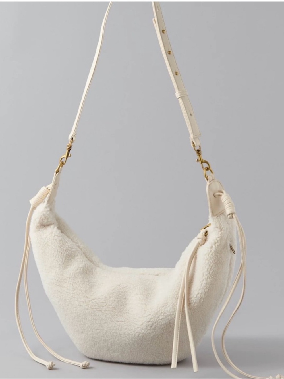 American Eagle Shearling Crescent Shoulder Bag